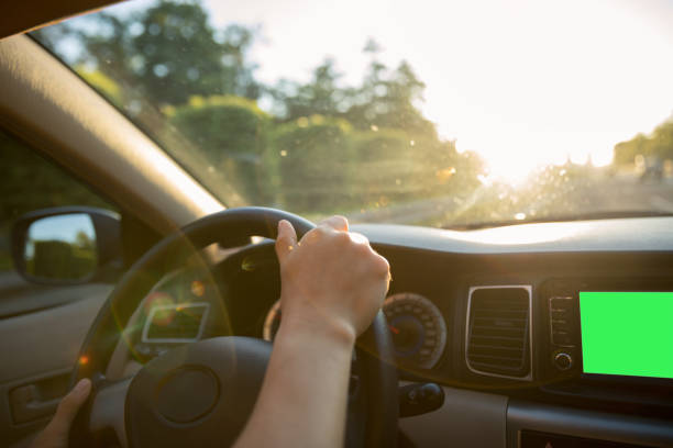 istock Driving car on sunrise highway 1253731860
