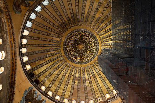 The dome inside Hagia Sophia and structural framework