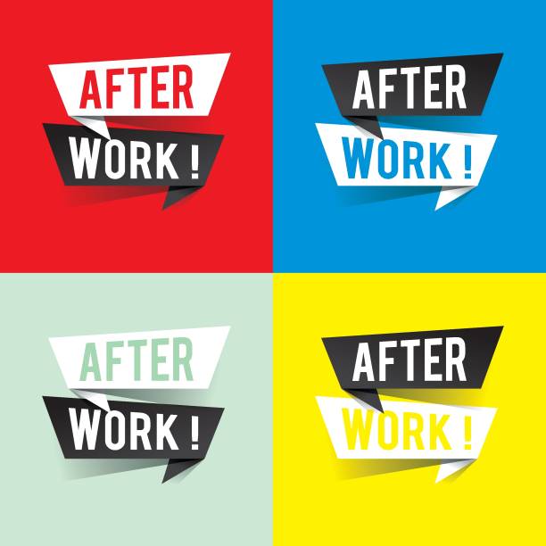 Impression Modern design after work text on speech bubbles. Party concept. Vector illustration after work stock illustrations