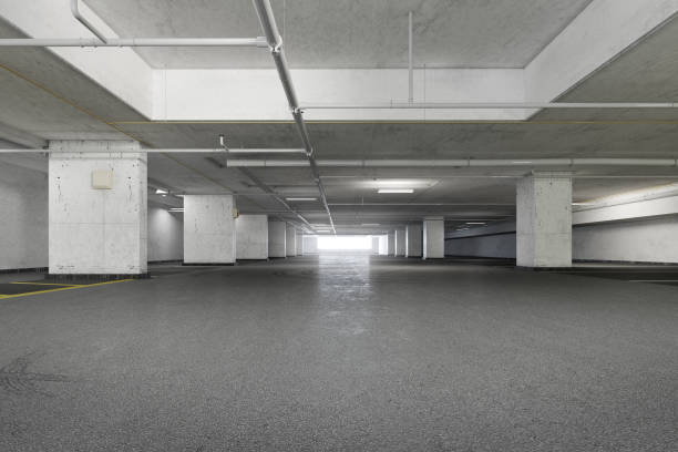 istock Parking area space with grunge texture style. 3D illustration 1253776879