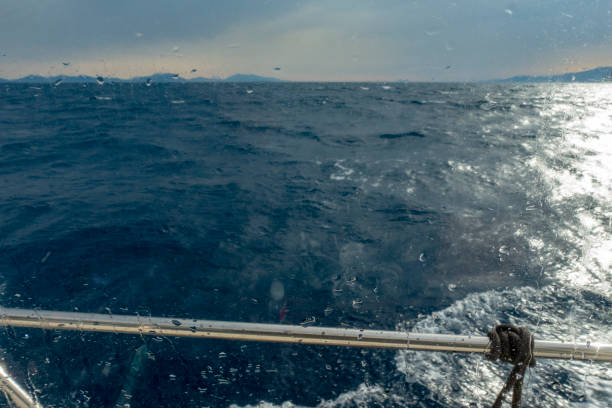istock Dark sea from the motor yacht cockpit 1253776918