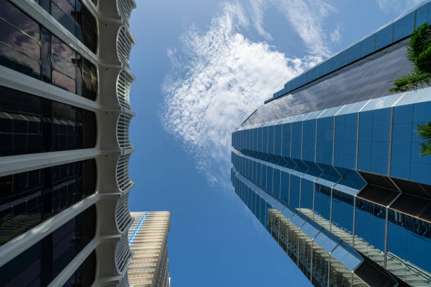 istock Low angle shot of highrise towers 1253778697
