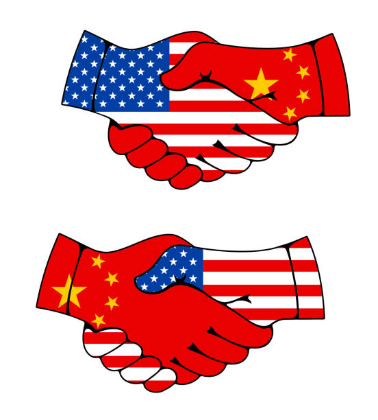 ilustrações, clipart, desenhos animados e ícones de parceria china eua, aperto de mão comercial - vertical usa greeting washington dc