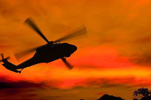 3D rendering silhouette of a helicopter