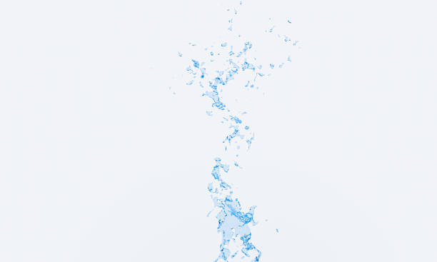 istock The clear blue water spread and bounced up from the bottom. White background. 3D Rendering 1253791121