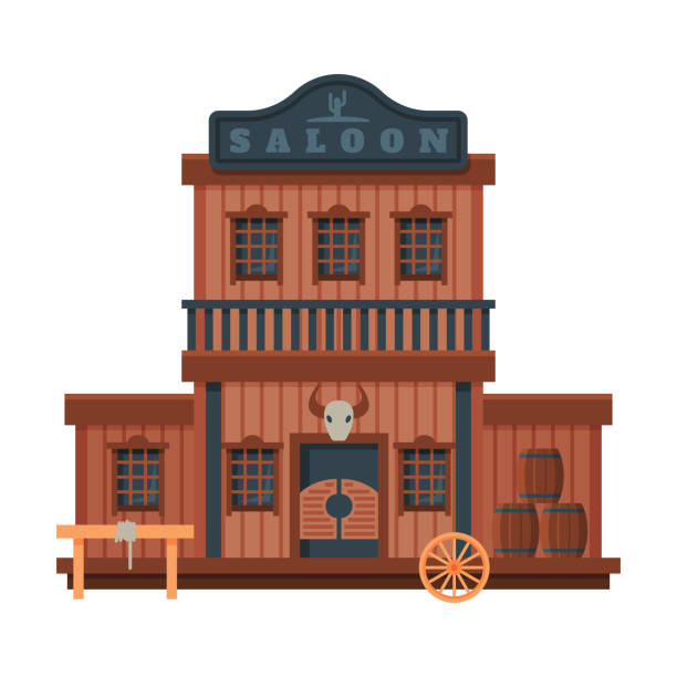 istock Saloon Architectural Construction, Wild West Wooden Building, Western Town Design Element Vector Illustration 1253791172