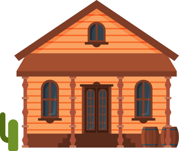 istock Wild West Wooden House Building, Western Town Design Element Vector Illustration 1253792435