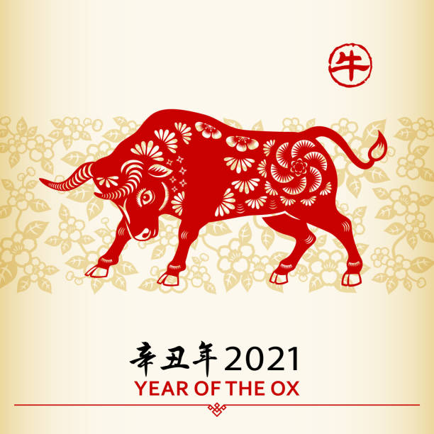 Artery8 Neujahrsgrußkarte – Year Of The Ox Design, 17,5 X 12,5 Cm, Mit Umschlag, Blanko Innen