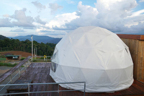 istock Close to Geodesic dome camping Tents in Asia. 1253804561