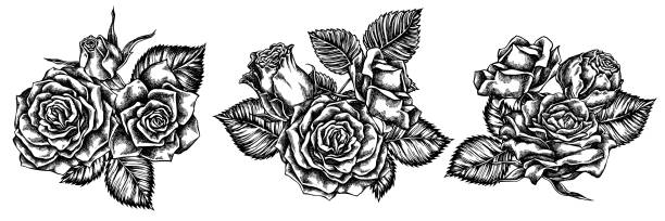 istock Flower bouquet of black and white roses 1253805571