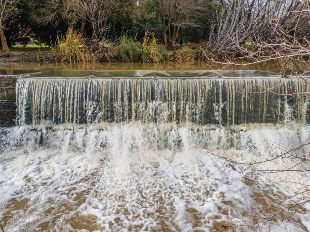 yarralumla creek fließt über ein wehr, - gurgling stock-fotos und bilder