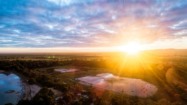 istock Lake Fyans Aerial at Sunrise 1253808032