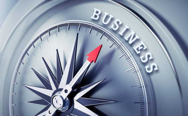 istock Silver stylish compass - Concept business 1253808582