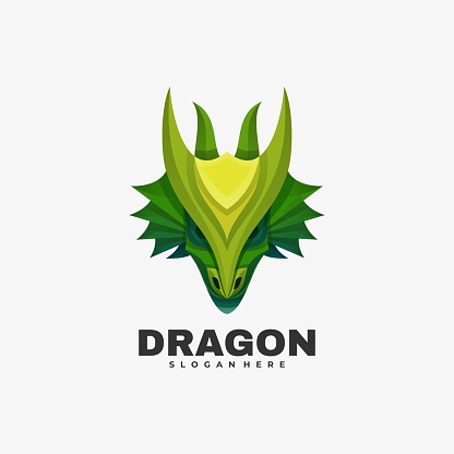 Vector Illustration Dragon Gradient Colorful Style.