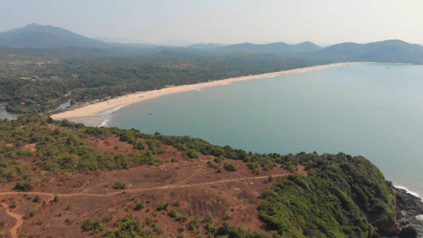 istock Agonda Beach aerial drone view. Goa. India 1253809816