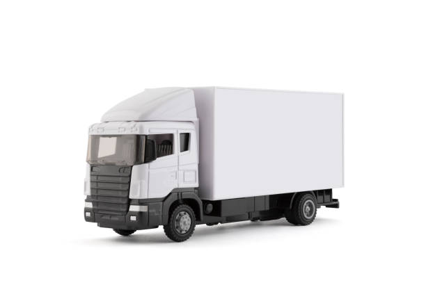 istock White cargo delivery truck miniature isolated on white background with clipping path 1253810507
