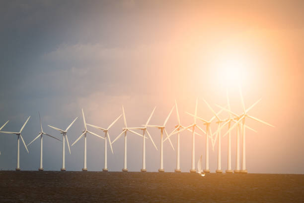 istock Wind turbines in the ocean 1253810583