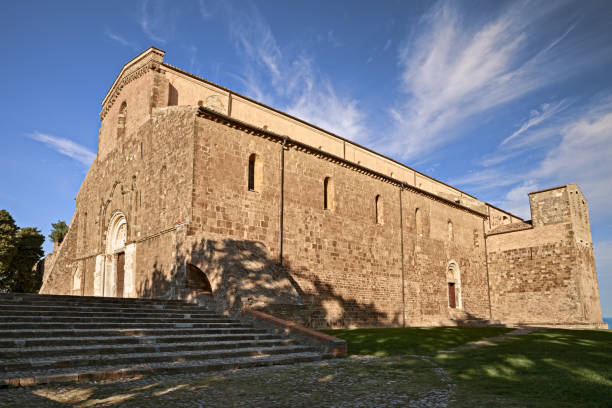Fossacesia, Chieti, Abruzzo, Italy: abbey of San Giovanni in Venere Fossacesia, Chieti, Abruzzo, Italy: abbey of San Giovanni in Venere, medieval catholic church and monastery in Romanesque and Gothic style chieti stock pictures, royalty-free photos & images
