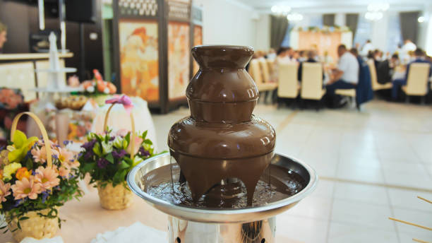 istock Chocolate fountain at a wedding celebration in europe 1253813290