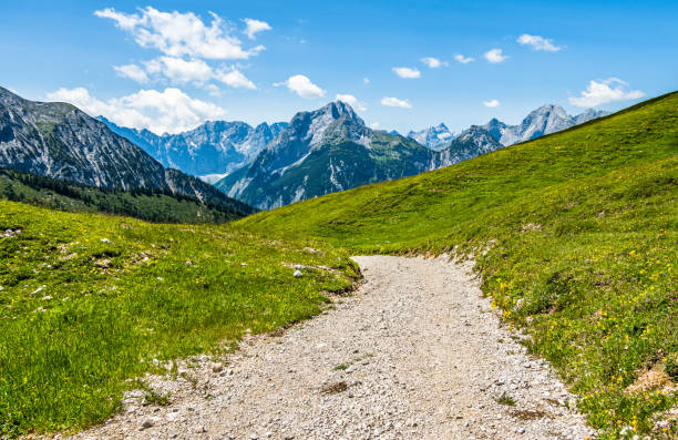 landscape at the european alps between rofan and karwendel mountains - view from plumsjoch