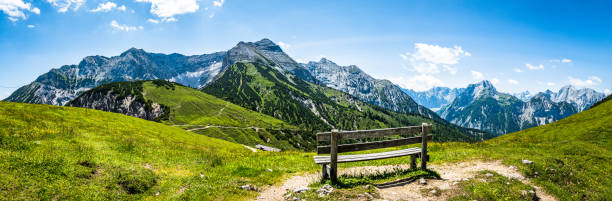 landscape at the european alps between rofan and karwendel mountains - view from plumsjoch