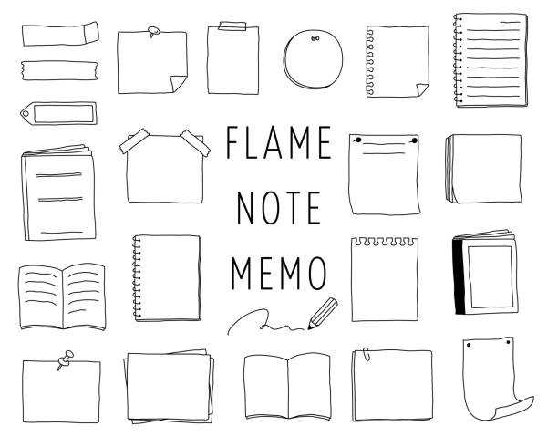 ilustrações de stock, clip art, desenhos animados e ícones de set of hand drawn illustrations of notebook frames - papel ilustrações