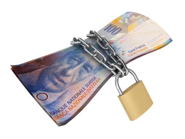 istock Swiss franc money finance safe security lock insurance 1253818100