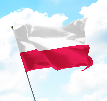 Flag of Poland Raised Up in The Sky