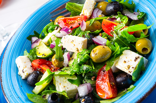 Rustic Greek salad with sheep's cheese