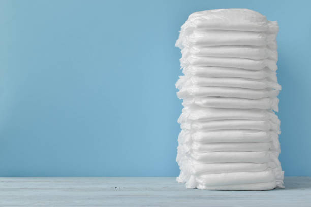 istock A stack, a pile of clean, modern dry linen or a diaper with copy space. 1253821214