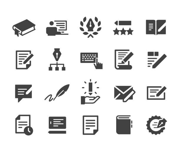 Copywriting Icons Set - Classic Series Copywriting, computer icon articles newspaper the media stock illustrations