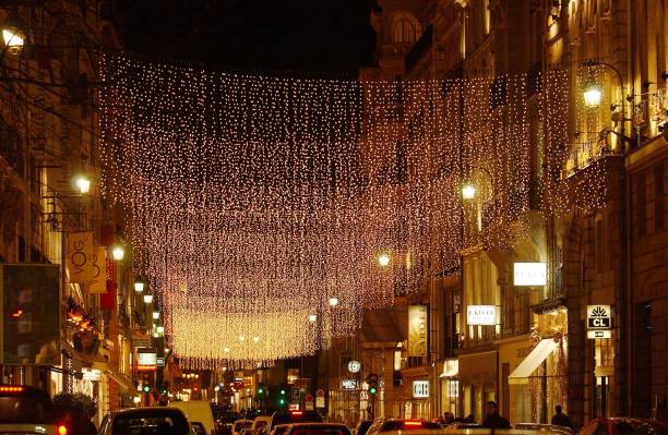 istock Christmas Illuminations at Saint Honore Street in Paris 1253826604