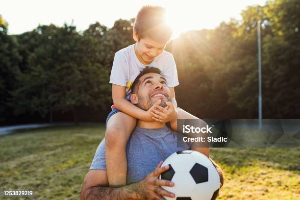 We Are Always Happy When Spending Time Together Stock Photo - Download Image Now - Soccer, Father, Family