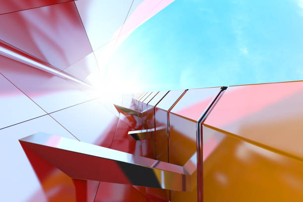 istock Abstract futuristic architecture, Skyscraper glass office building. 3D render. 1253834424