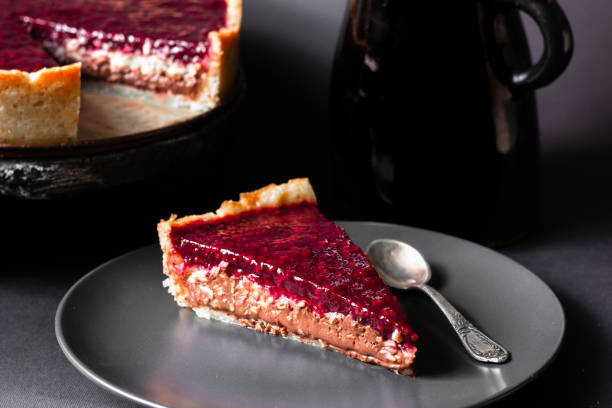Raspberry coconut chocolate tart. Homemade pastries