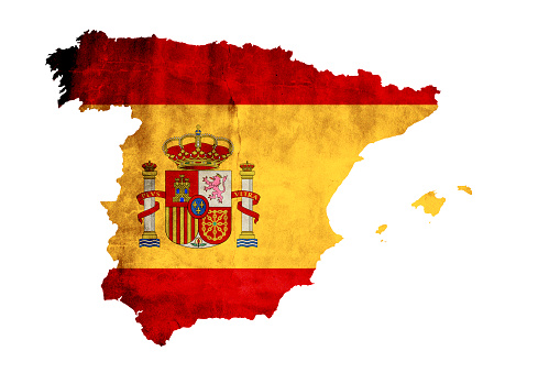 Map of Spain with Spanish flag