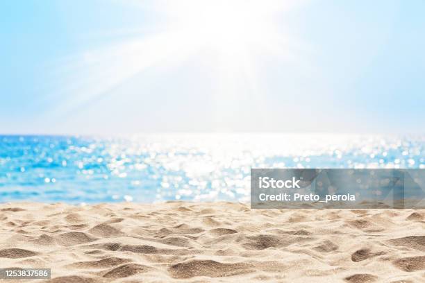Blurred Blue Sky And Sea With Bokeh Light Stock Photo - Download Image Now - Beach, Summer, Backgrounds