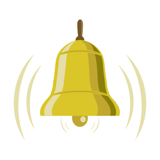ilustrações de stock, clip art, desenhos animados e ícones de bell ringing. golden bell bell isolated on a white background. vector illustration. vector. - ringing bell