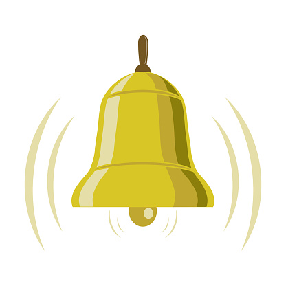 Bell ringing. Golden bell bell isolated on a white background. Vector illustration. Vector.