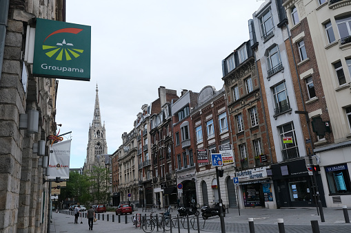 Closed commercial stores in centre of Lille, France on Jun. 28, 2020.