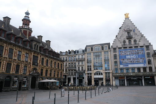 A view of an empty touristic area as restaurants and bars reopen after weeks of lockdown restrictions amid the coronavirus disease (COVID-19) outbreak, in Lille, France on Jun. 28, 2020.