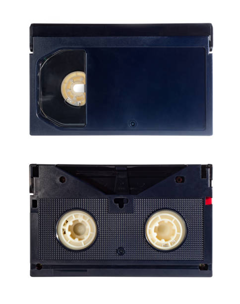 Close up of a vintage video tape on white background, front and back - BETACAM model Close up of a vintage video tape on white background, front and back - BETACAM model reel to reel tape stock pictures, royalty-free photos & images