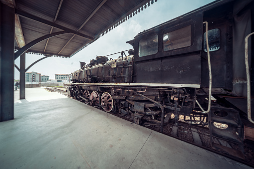 Chinese vintage railway station platform