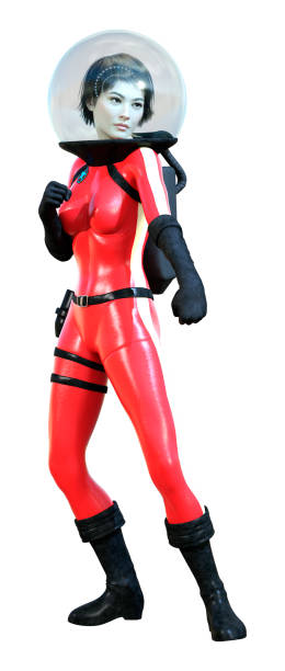 istock 3D illustration astronaut woman on white 1253848805