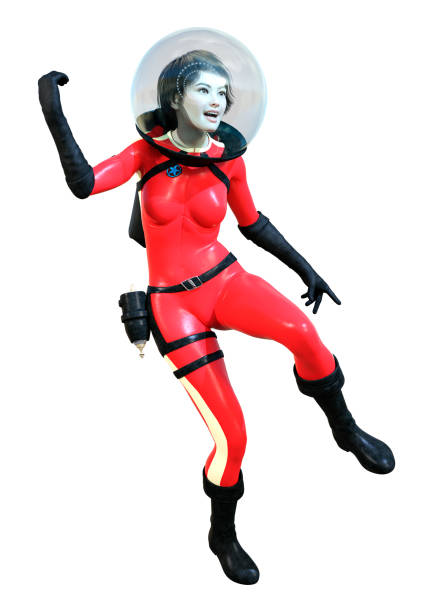 istock 3D illustration astronaut woman on white 1253848815