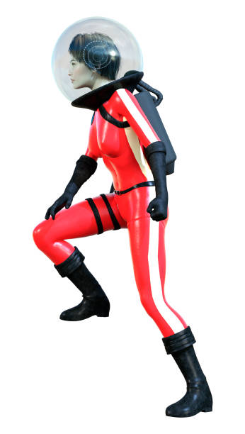 istock 3D illustration astronaut woman on white 1253848821