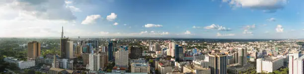 Panoramic view over the central business district of Nairobi, Kenya