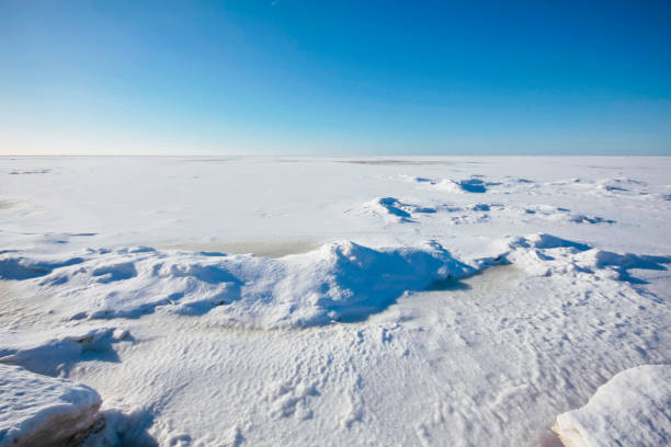 istock Snowy landscape and blue sky 1253853117