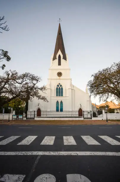 Street scene of Moederkerk Church, Stellenbosch