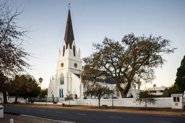 Street scene of Moederkerk Church, Stellenbosch